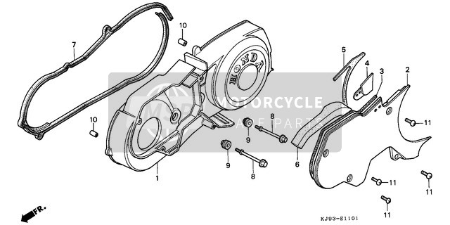 Honda CH125 1990 Left Crankcase Cover (CH125G/J/L/M/N/P/R) for a 1990 Honda CH125